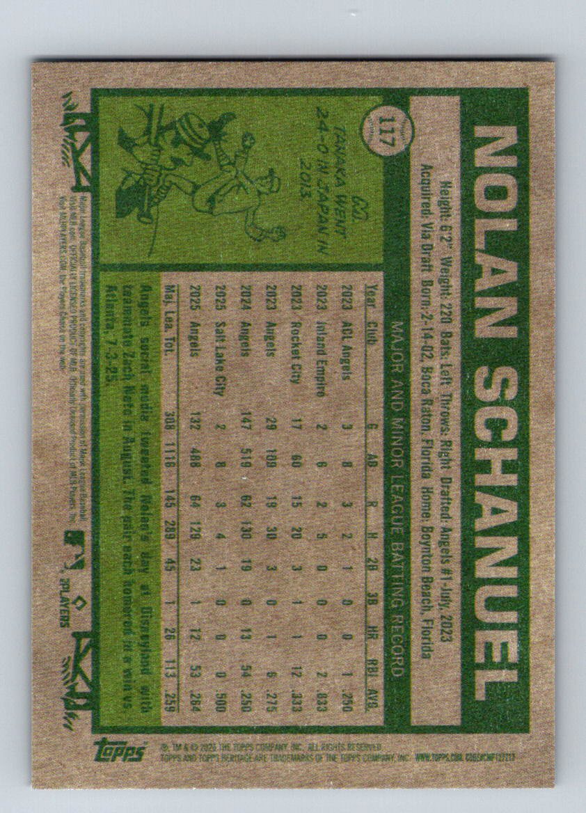 2026 Topps Heritage #117 Nolan Schanuel Black Border