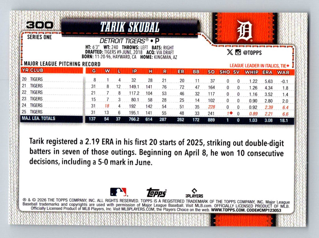2026 Topps #300 Tarik Skubal