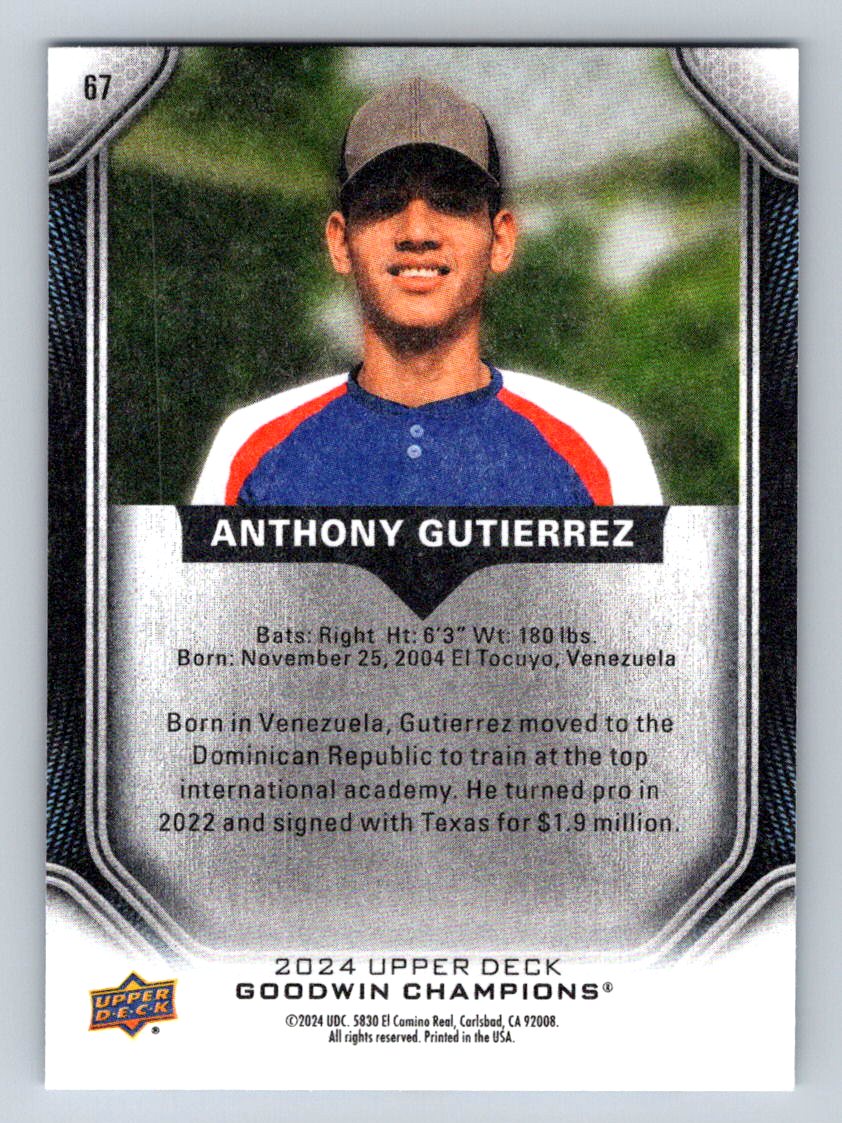 2024 Upper Deck Goodwin Champions #67 Anthony Gutierrez