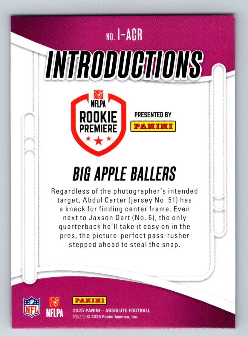 2025 Panini Absolute #I-ACR Big Apple Ballers Introductions