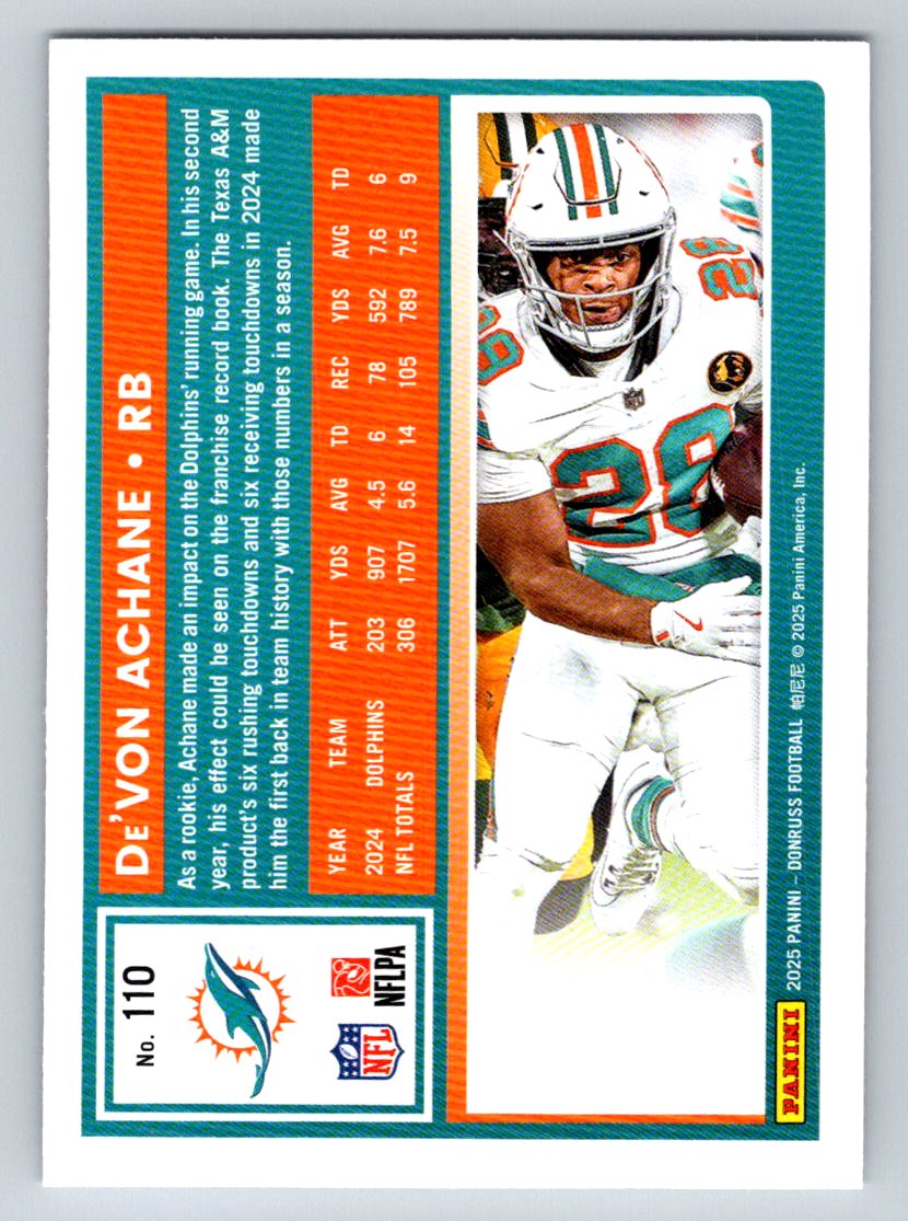 2025 Donruss #110 De’Von Achane