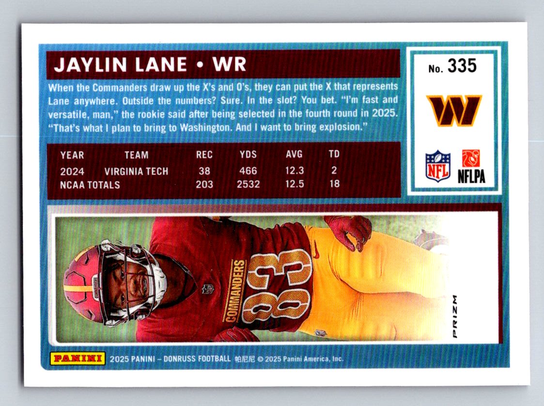 2025 Donruss #335 Jaylin Lane Optic Rated Rookies Preview Pink