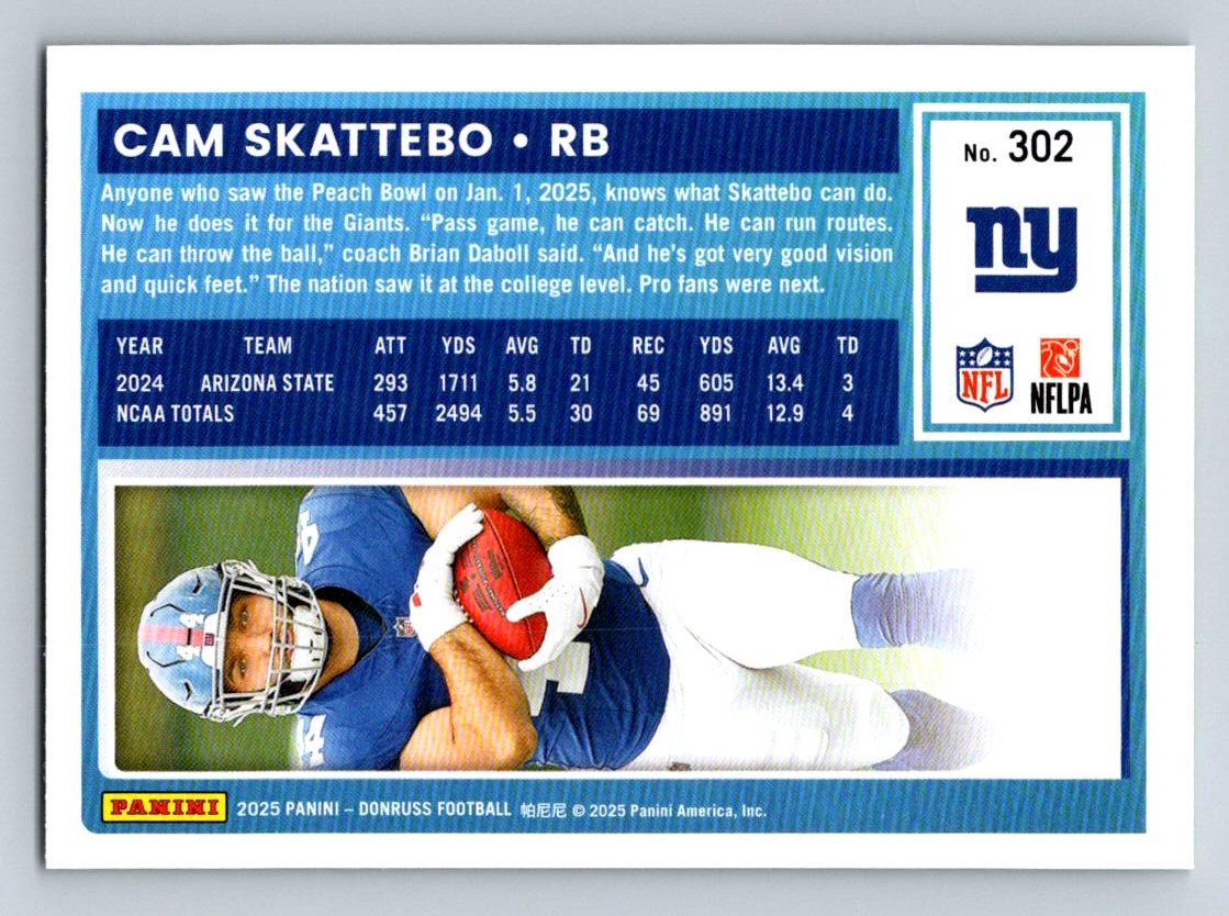 2025 Donruss #302 Cam Skattebo Press Proofs Green