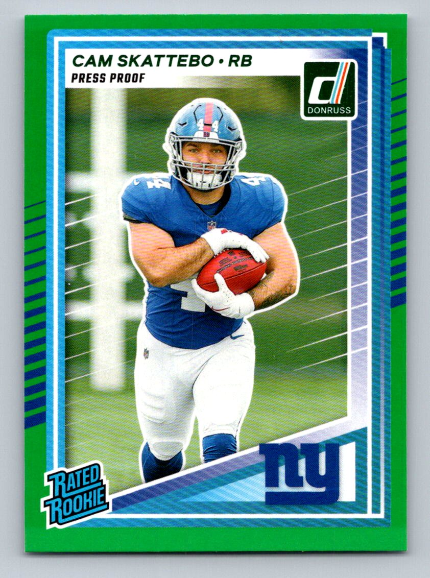 2025 Donruss #302 Cam Skattebo Press Proofs Green