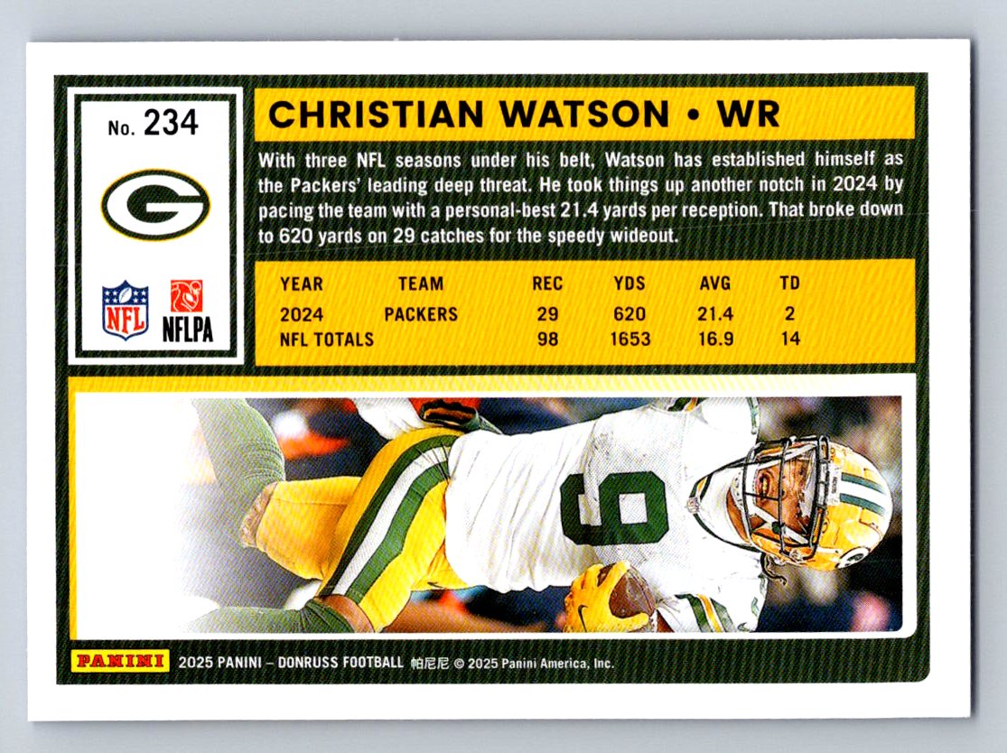 2025 Donruss #234 Christian Watson Press Proofs Blue
