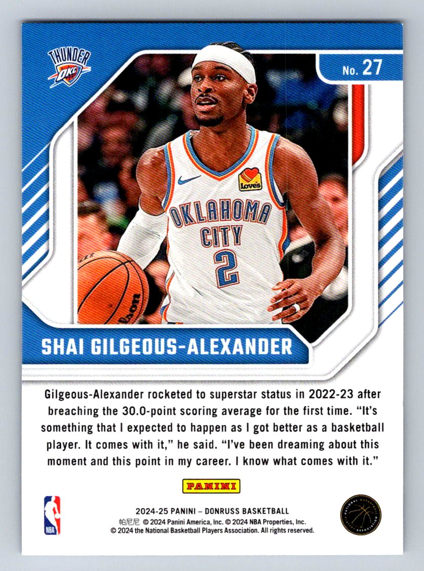 2024-25 Donruss #27 Shai Gilgeous-Alexander Franchise Features