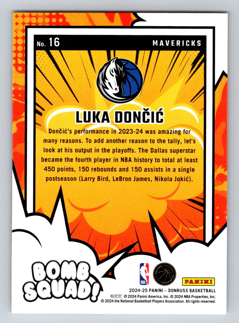2024-25 Donruss #16 Luka Doncic Bomb Squad