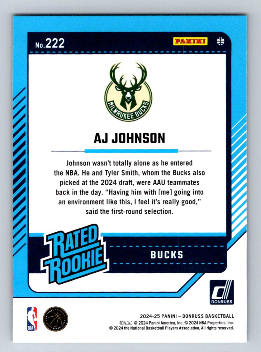 2024-25 Donruss #222 AJ Johnson Holo Green Laser