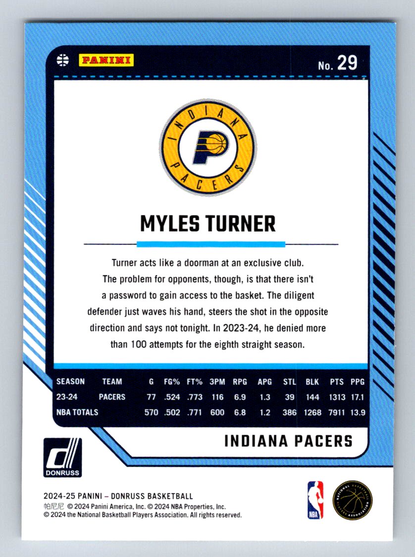 2024-25 Donruss #29 Myles Turner