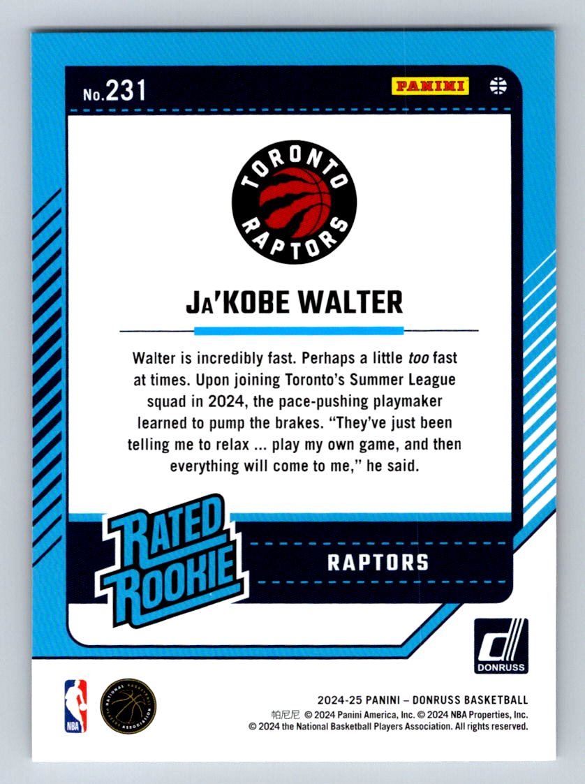 2024-25 Donruss #231 Ja'Kobe Walter