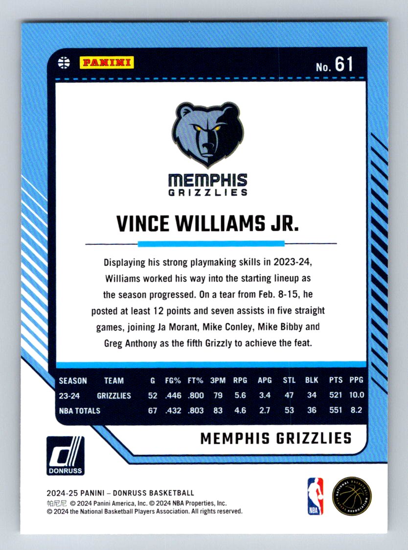 2024-25 Donruss #61 Vince Williams Jr.