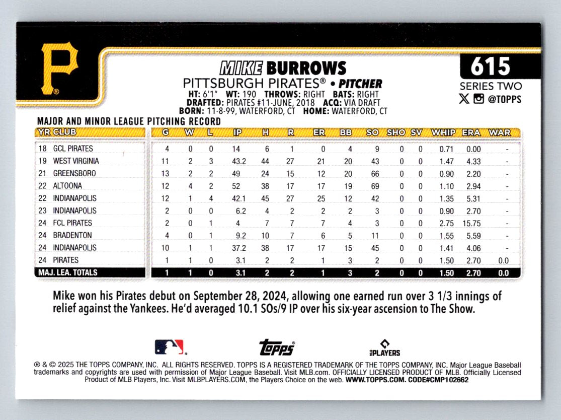 2025 Topps #615 Mike Burrows