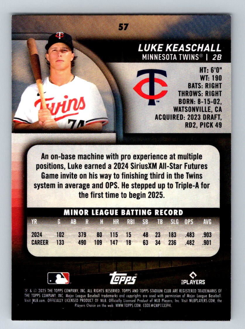 2025 Stadium Club #57 Luke Keaschall