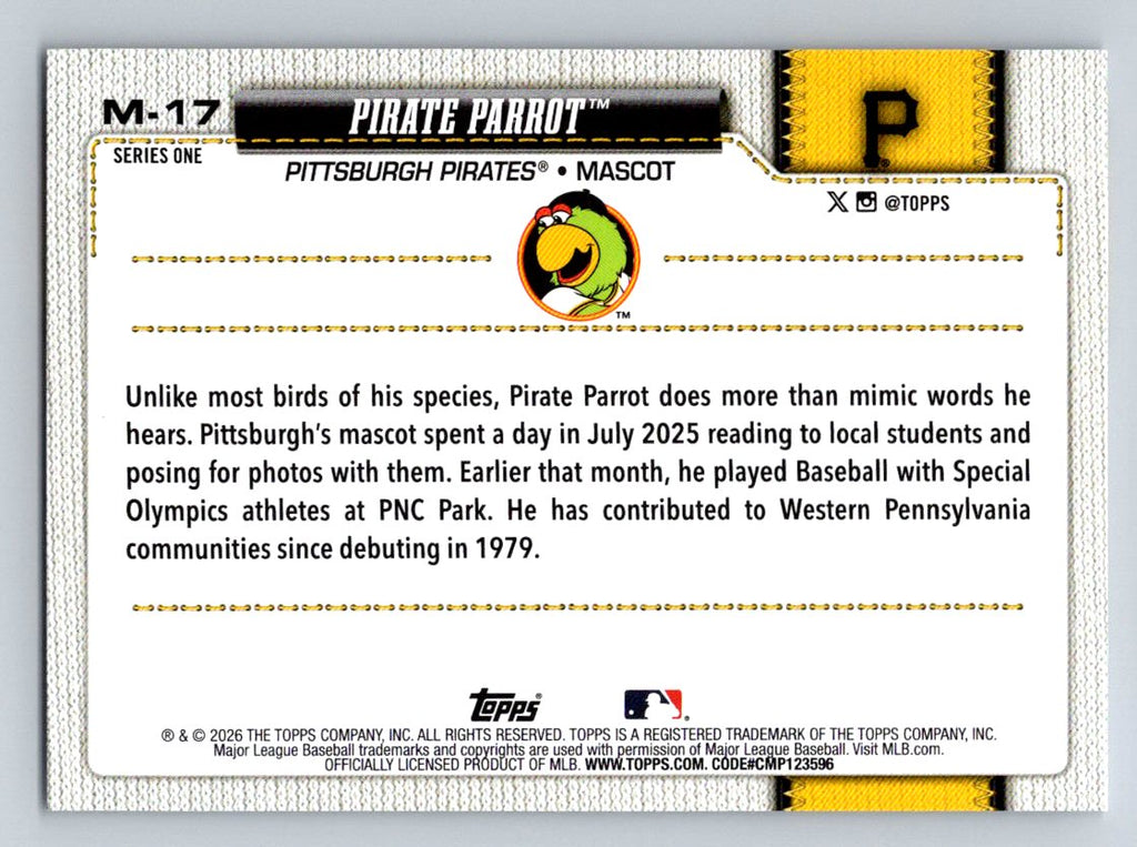 2026 Topps #M-17 Pirate Parrot Mascots