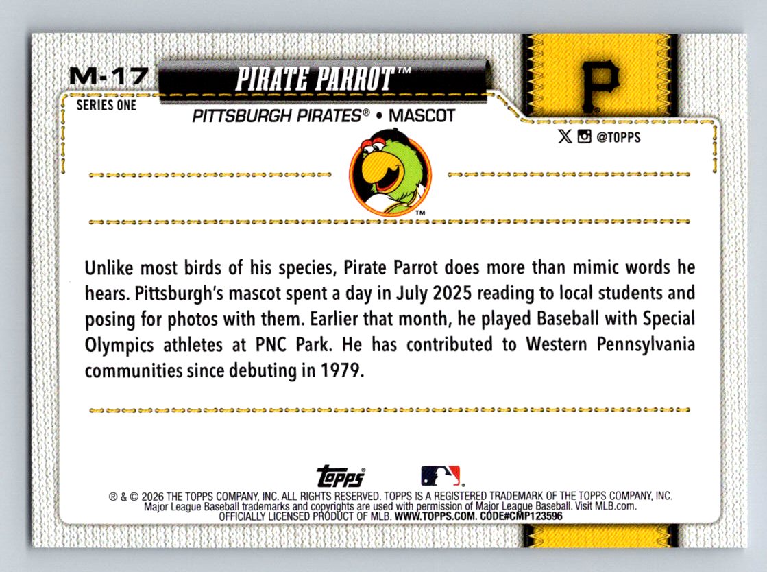 2026 Topps #M-17 Pirate Parrot Mascots