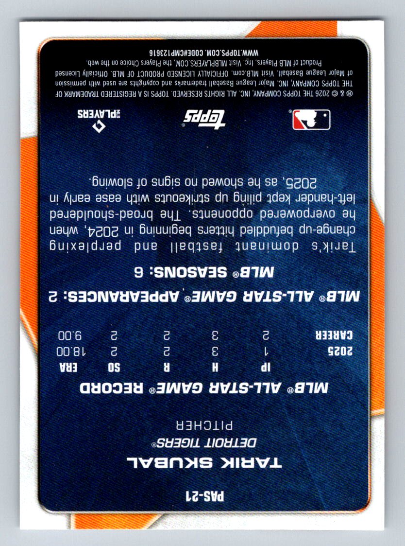 2026 Topps #PAS-21 Tarik Skubal Perennial All Stars