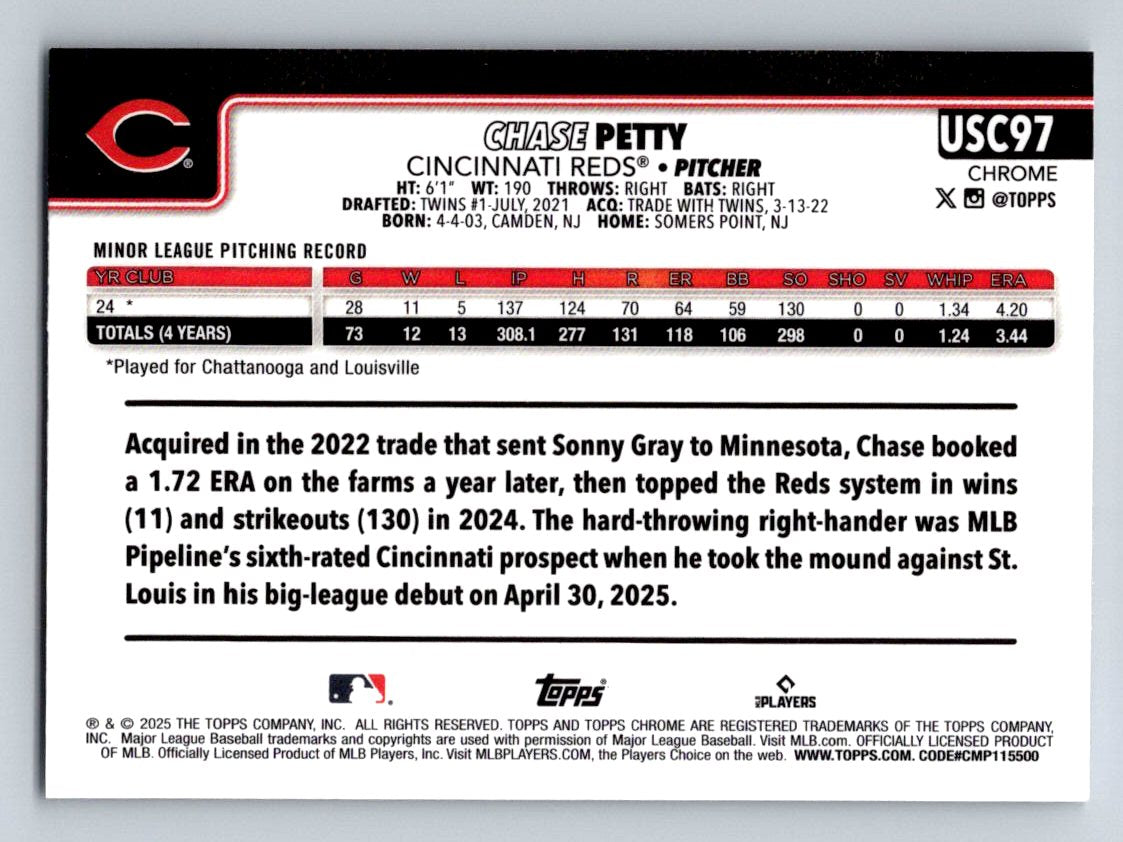 2025 Topps Chrome Update #USC97 Chase Petty