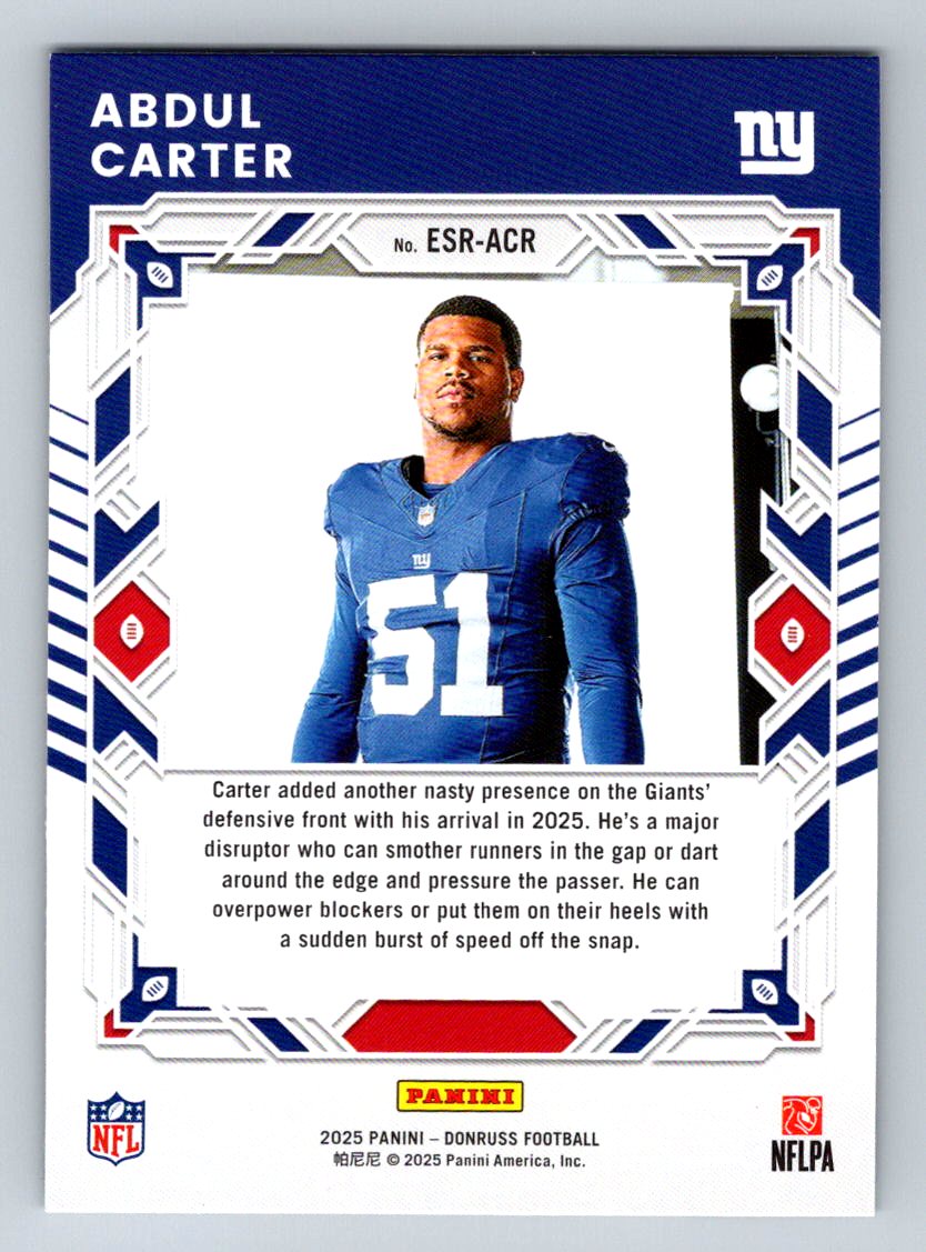 2025 Donruss #ESR-ACR Abdul Carter The Elite Series Rookies