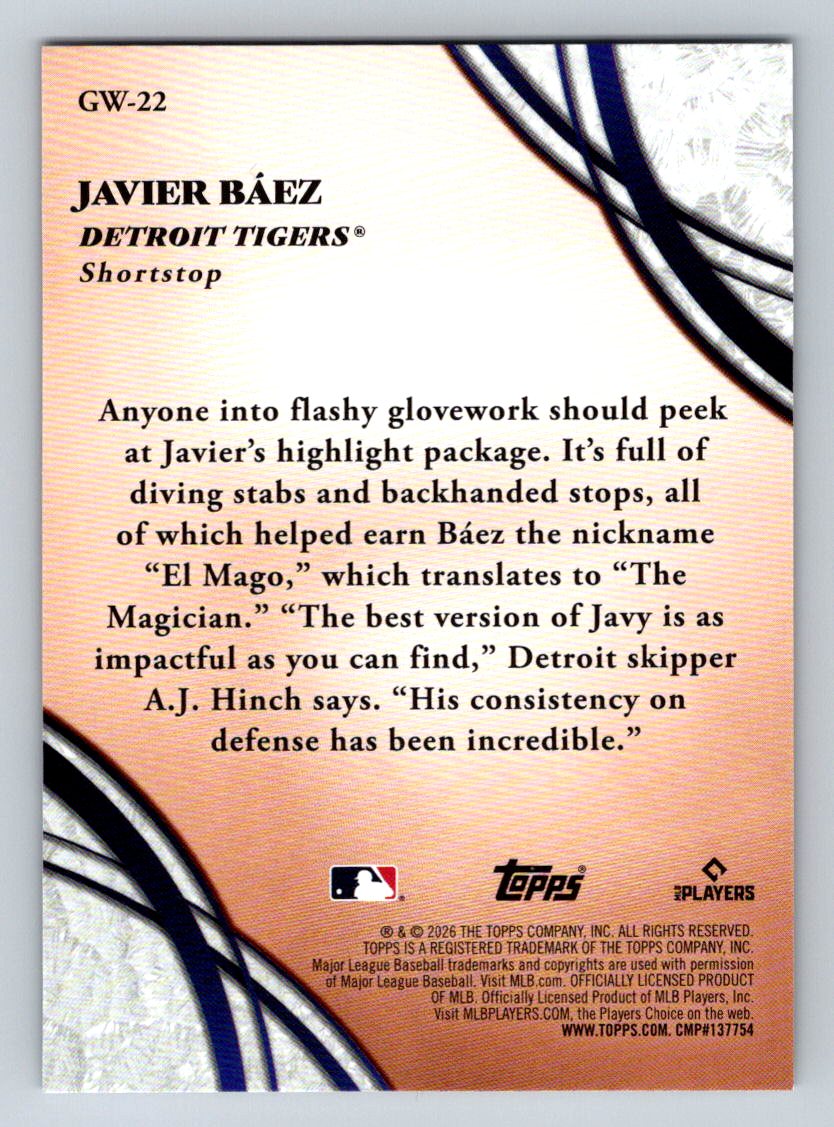2026 Topps #GW-22 Javier Báez Glove Work