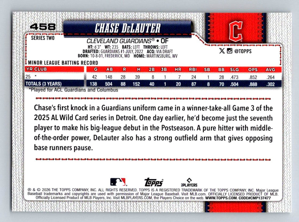 2026 Topps #458 Chase DeLauter