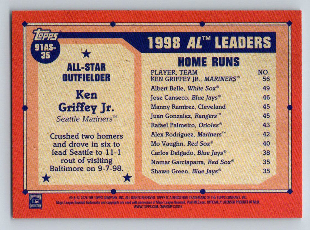 2026 Topps #91AS-35 Ken Griffey Jr. 1991 Topps 35th Anniversary All-Stars