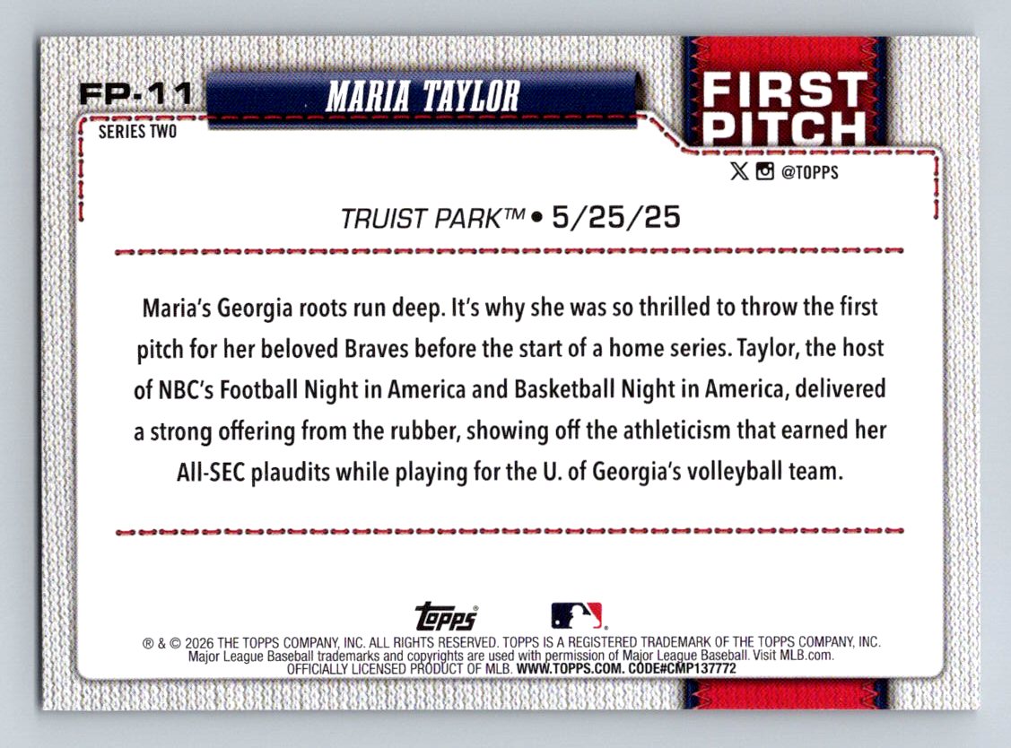 2026 Topps #FP-11 Maria Taylor First Pitch Pink Foil