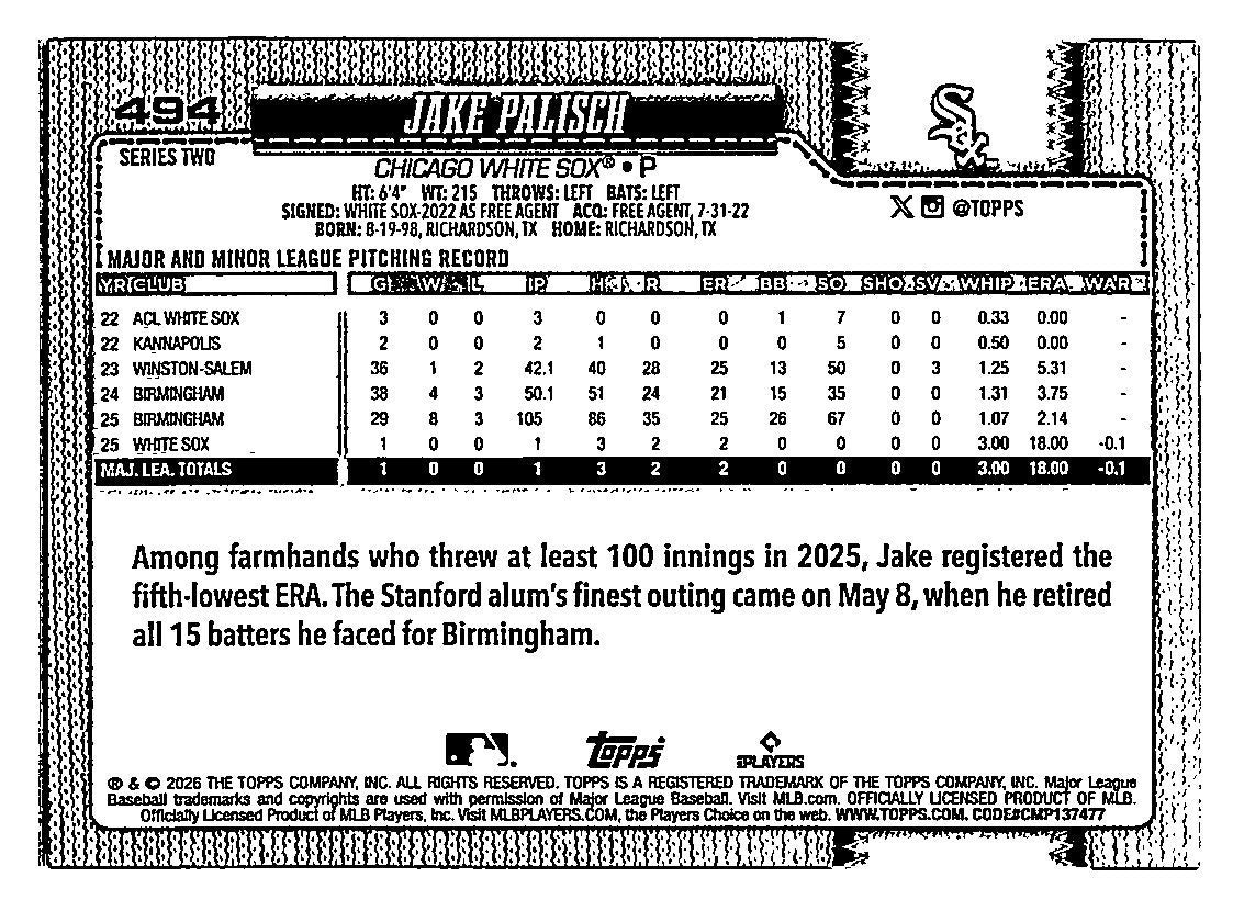 2026 Topps #494 Jake Palisch